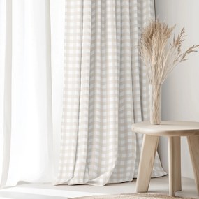 Goldea pamut drapéria - latté kockás 240x150 cm