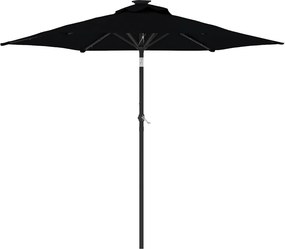 vidaXL fekete kerti napernyő LED-del és acél rúddal 225 x 225 x 212 cm