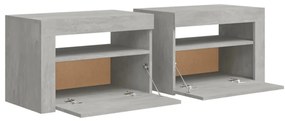 2 db betonszürke éjjeliszekrény LED-del 60 x 35 x 40 cm