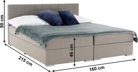 Boxspring típusú ágy 160x200, szürkésbarna taupe, FERATA TV KOMFORT