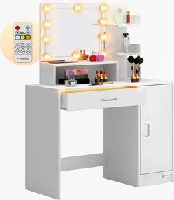 JOCELYN fésülködőasztal világítással, 140×90×40cm, fehér Casaria