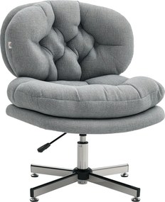 HOMCOM Karfák Nélküli Irodai Szék, Széles Ülésű Íróasztali Szék, Ergonomikusan Állítható Forgószék Vászon Hatású Kárpittal, Testreszabott Ülésű Szék,