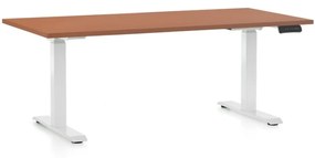 Állítható magasságú asztal OfficeTech D, 160 x 80 cm, fehér alap, cseresznye