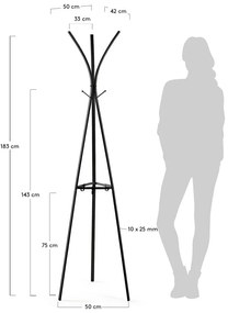 Stearn fekete fogas, magasság 183 cm - Kave Home
