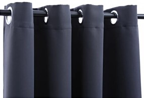 2 db antracitszürke sötétítőfüggöny fémgyűrűkkel 140 x 225 cm