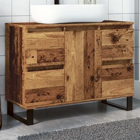 Antik fa színű szerelt fa mosdószekrény 80 x 33 x 60 cm