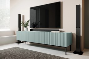 Nicole 200 cm-es TV-szekrény - zsálya MDF / fekete lábak