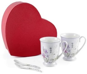 Lavande d'Amour Levendulás porcelán bögre szett szív alakú díszdobozban