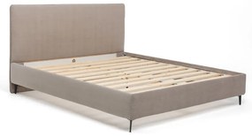 Szürkésbarna kárpitozott franciaágy ágyráccsal 180x200 cm Noira Slim – Bonami Selection