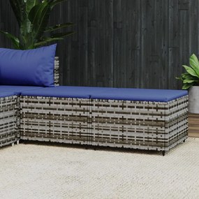 2 db szürke polyrattan kerti lábtartó párnával