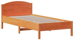 barna tömör fenyőfa könyvespolcos ágy matrac nélkül 75 x 190 cm