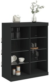 fekete tálalószekrény LED-világítással 81 x 37 x 100 cm