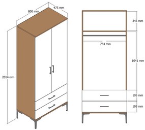 Ruhásszekrény Kiara T (fehér). 1088336
