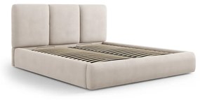 Bézs kárpitozott ágyneműtartós franciaágy ágyráccsal 160x200 cm Brody – Mazzini Beds