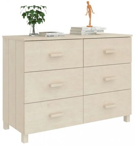 HAMAR mézbarna tömör fenyőfa tálalószekrény 113 x 40 x 80 cm