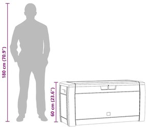 barna polipropilén kerti tárolóláda 119 x 48 x 60 cm