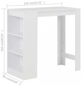 fehér bárasztal polccal 110 x 50 x 103 cm