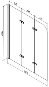 Mexen FELIX, kádparaván, 3 lapos, 120 x 140 cm, arany-átlátszó, 890-120-003-50-00