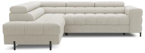 Krémszínű buklé kinyitható-tárolóhelyes sarokkanapé (bal oldali-L alakú) Ferucce – ELTAP