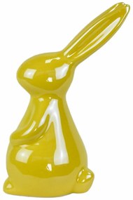 Húsvéti dekoráció Sárga nyuszi, kerámia, 8,3 x14,3 x 6 cm