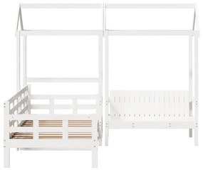fehér tömör fenyőfa kanapéágy és pad tetővel 80 x 200 cm