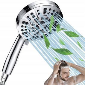 Magasnyomású Zuhanyfej 1,5M-ES Tömlővel: Króm Zuhanyfej 8 Üzemmód.