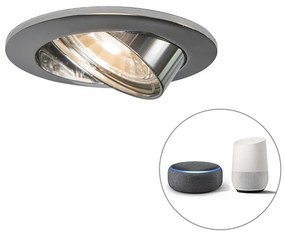 Okos beépített reflektor acélból, dönthető, Wi-Fi-vel, GU10 foglalattal - Edu