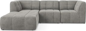 Szürke bársony sarokkanapé (bal oldali-heverő résszel) Aloha – Makamii