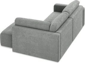 Szürke zsenília kinyitható-tárolóhelyes sarokkanapé (jobb oldali-L alakú) Kona – Makamii