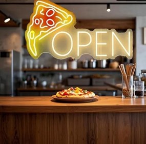 Neon "pizza" felirattal cégeknek, megvilágított Led feliratok a falra