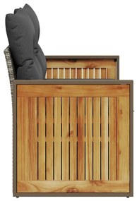2 személyes szürke polyrattan kerti kanapé párnával