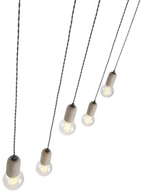 Ipari függőlámpa fekete betonnal 5-lámpás - Cavoba