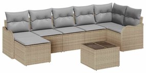 vidaXL Kerti Kanapé Szett Bézs polirattan