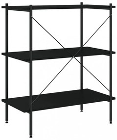 fekete 3 szintes polcrendszer 80x40x92 cm