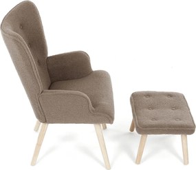 Relaxační křeslo, hnědá, látka bouclé, AK-319 BR2