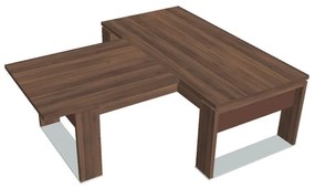 Verno+ S asztal 200 x 220 cm, kiegészítő íróasztallal, dió / barna