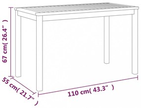 tömör akácfa kerti asztal 110 x 55 x 67 cm