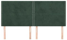 4 db sötétzöld bársony fejtámla 80 x 5 x 78/88 cm