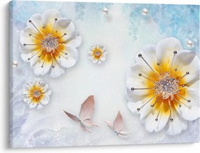 Kép - Kompozíció virágokkal és pillangókkal (70x50 cm)