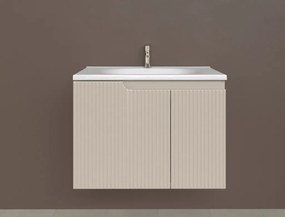 Piramida EURIDIKA fali fürdőszobabútor - műmárvány mosdóval -2 ajtós - PINO BÉZS - 75 x 48 x 53 cm