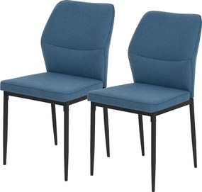 HOMCOM 2 darabos modern étkezőszék készlet párnázott üléssel és kárpitozott ívelt háttámlával, acél lábakkal, nappaliba és hálószobába, kék | Aosom