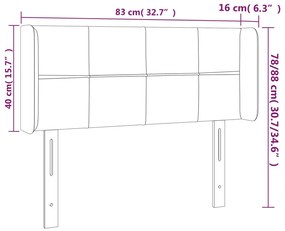 sötétkék bársony fejtámla 83x16x78/88 cm
