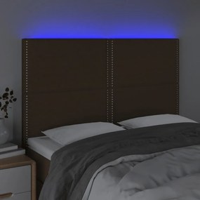 sötétbarna szövet LED-es fejtámla 144x5x118/128 cm