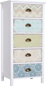 HOMCOM 5 Fiókos Fésülködőasztal Mintás Előlapokkal és Vintage Fogantyúkkal 46x34x97.5 cm | Aosom