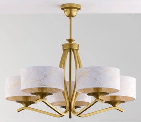 Jupiter 2110 - Rudas csillár KASZMIR 5xE27/15W/230V fehér/arany/márványmintás