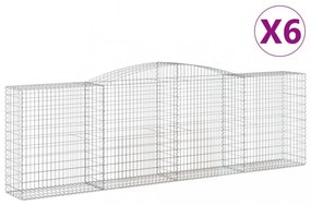 vidaXL 6 db íves horganyzott vas gabion kosár 400x50x120/140 cm