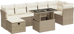 vidaXL 8 részes bézs polyrattan kerti ülőgarnitúra párnával