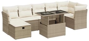 vidaXL 8 részes bézs polyrattan kerti ülőgarnitúra párnával