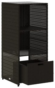 fekete polyrattan kerti tárolószekrény 50 x 55 x 115 cm