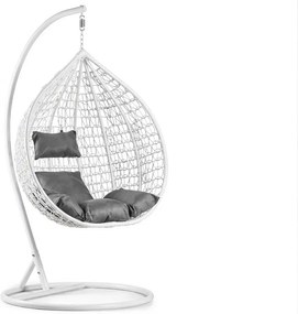 Fehér függőszék KOKON állvánnyal, szürke párnával